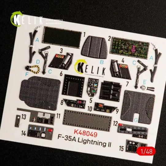F-35A Lightning II interior 3D decals for Meng kit, 1/48 - Kelik K4...