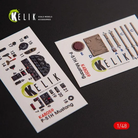 P-51H Mustang interior 3D decals for Modelsvit kit, 1/48 - Kelik K4...