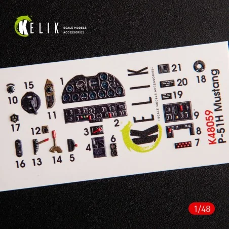 P-51H Mustang interior 3D decals for Modelsvit kit, 1/48 - Kelik K4...