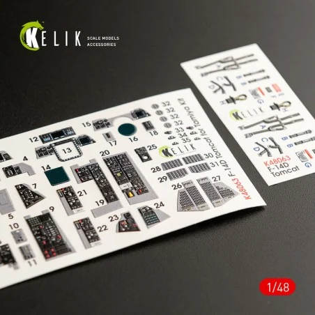 F-14D Tomcat interior 3D decals for Tamiya kit, 1/48 - Kelik K48063