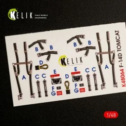 F-14D Tomcat interior 3D decals for AMK kit, 1/48 - Kelik K48064 2