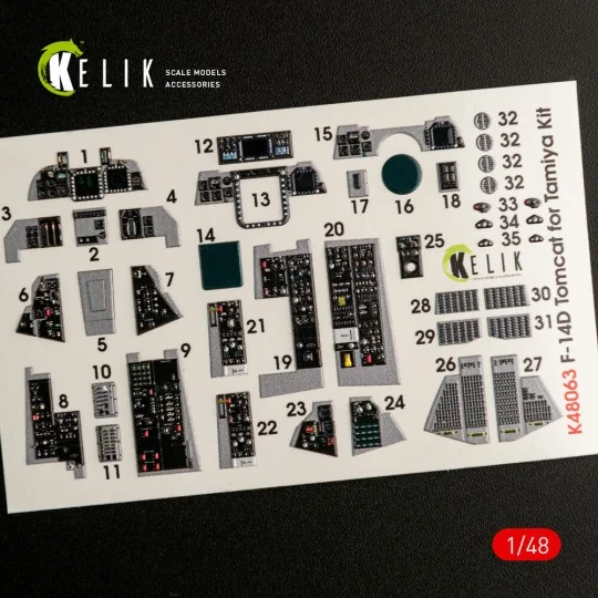 F-14D Tomcat interior 3D decals for Tamiya kit, 1/48 - Kelik K48063