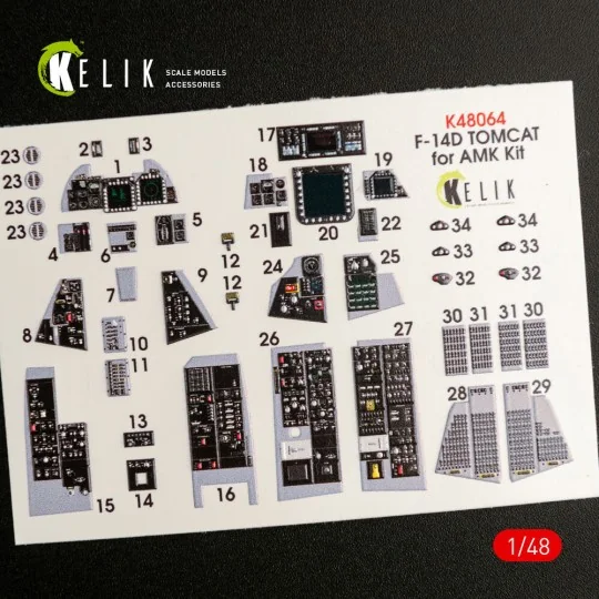 F-14D Tomcat interior 3D decals for AMK kit, 1/48 - Kelik K48064