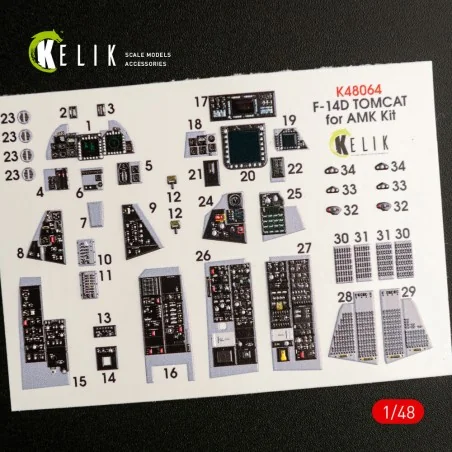 F-14D Tomcat interior 3D decals for AMK kit, 1/48 - Kelik K48064