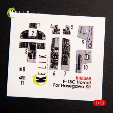 F-18C Hornet interior 3D decals for Hasegawa kit, 1/48 - Kelik K48065