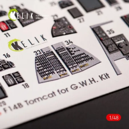 F-14B Tomcat interior 3D decals for GWH kit, 1/48 - Kelik K48066