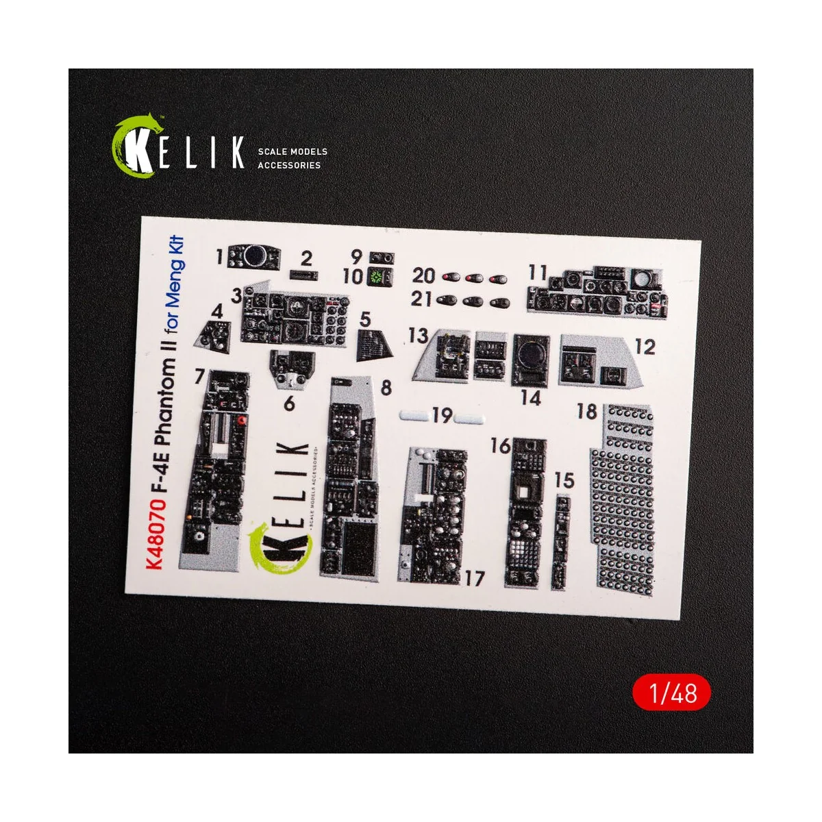 F-4E Phantom II interior 3D decals for Meng kit, 1/48 - Kelik K48070
