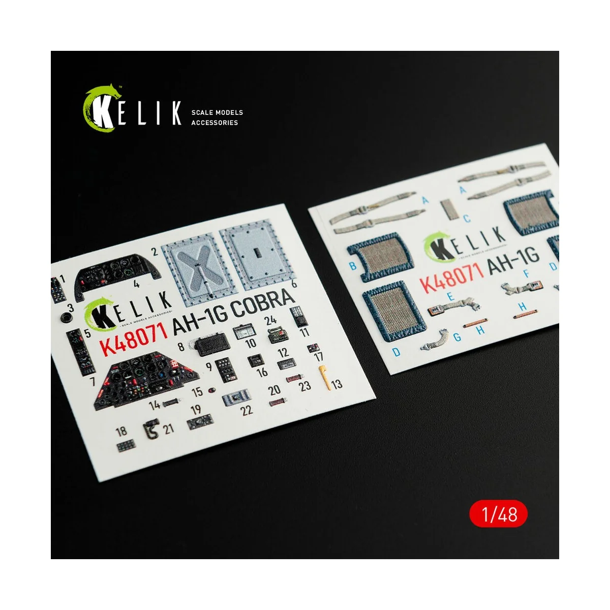 AH-1G interior 3D decals forICM/SpecialHobby kit, 1/48 - Kelik K48071