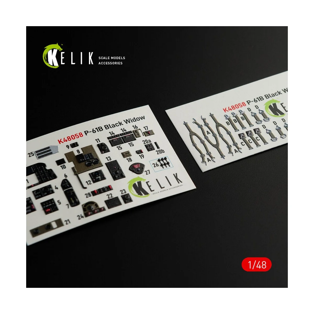P-61B 'Black Widow' interior 3D decals for GWH kit, 1/48 - Kelik K4...