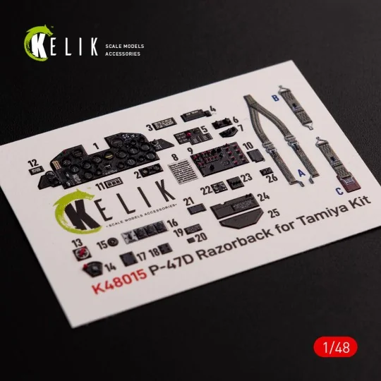 P-47D Razorback interior 3D decals for Tamiya kit, 1/48 - Kelik K48015