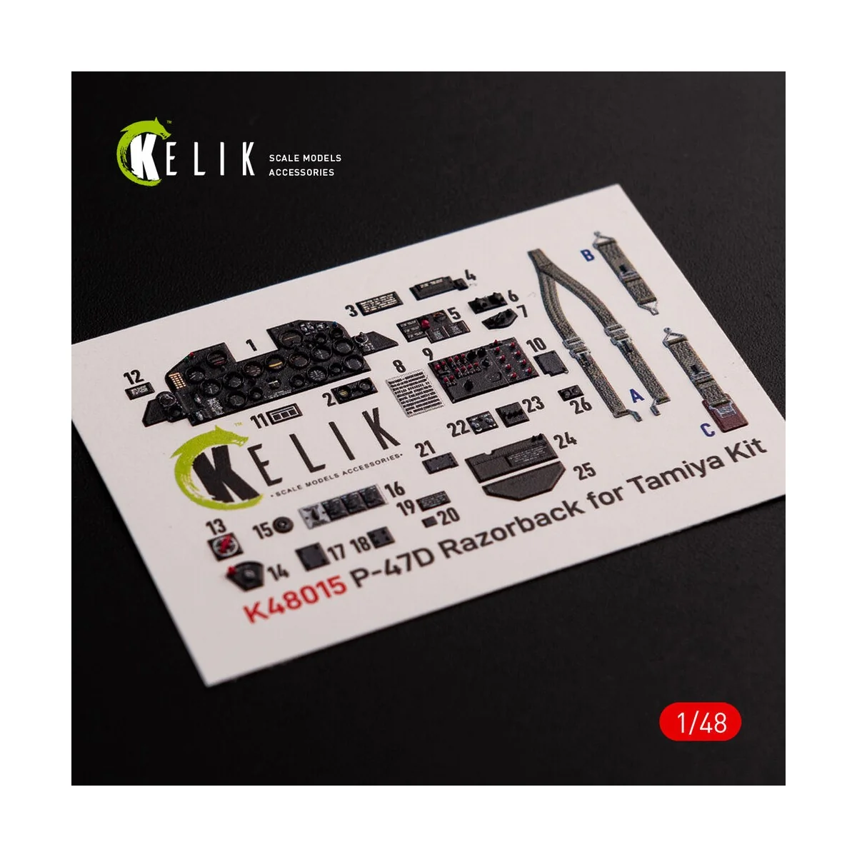 P-47D Razorback interior 3D decals for Tamiya kit, 1/48 - Kelik K48015