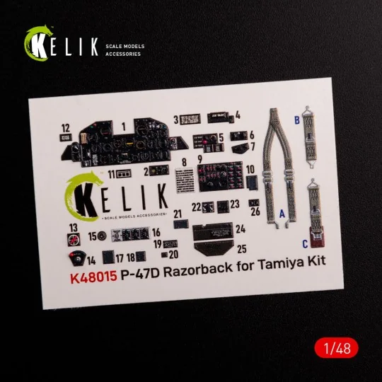 P-47D Razorback interior 3D decals for Tamiya kit, 1/48 - Kelik K48015