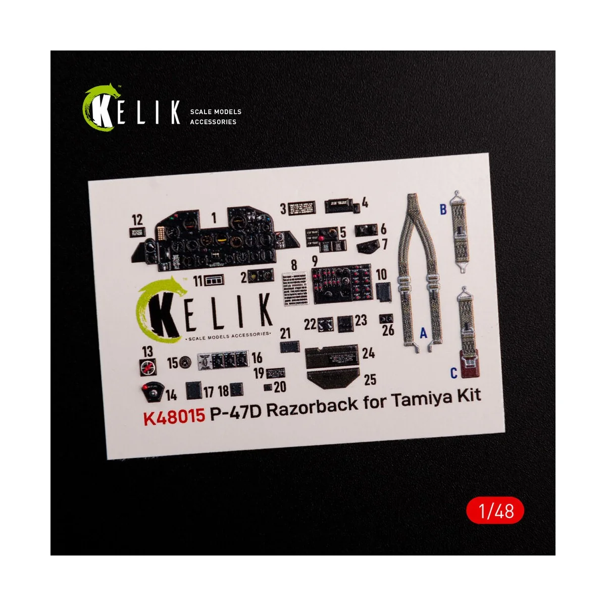 P-47D Razorback interior 3D decals for Tamiya kit, 1/48 - Kelik K48015