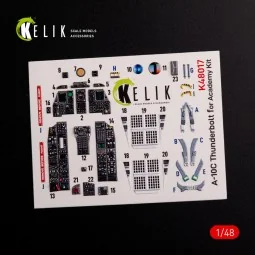 A-10C Thunderbolt interior 3D decals for Academy kit, 1/48 - Kelik ... 2