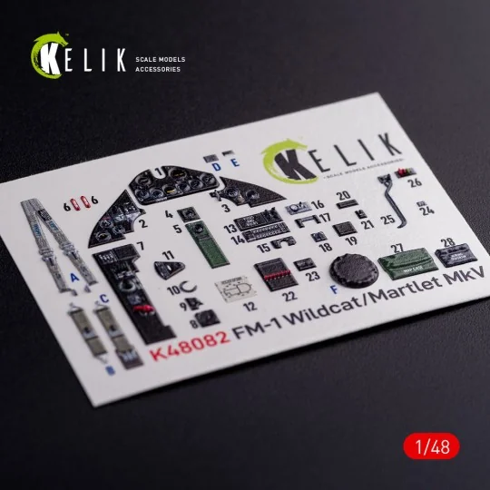FM-1 Wildcat/Martlet Mk.V interior 3D decals for Tamiya kit, 1/48 -...