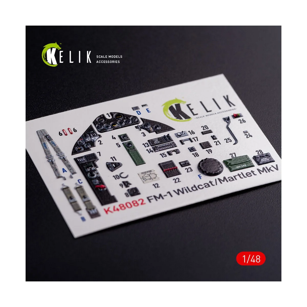 FM-1 Wildcat/Martlet Mk.V interior 3D decals for Tamiya kit, 1/48 -...