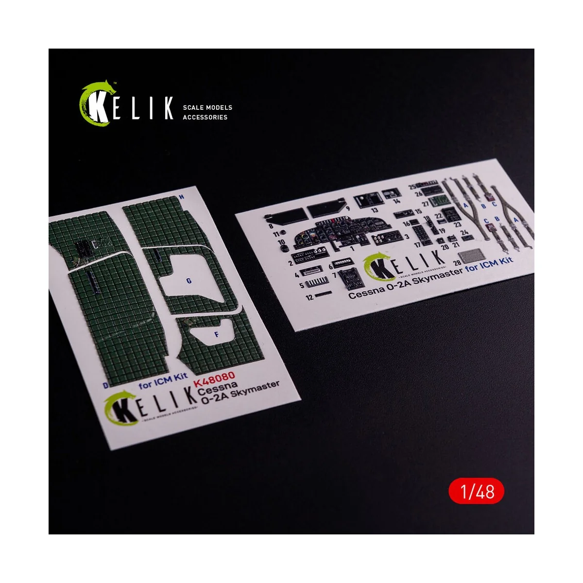 O-2A Skymaster interior 3D decals green decoration type for ICM kit...