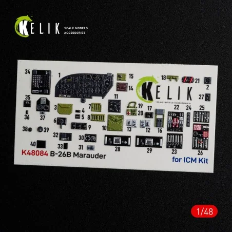 B-26B Marauder interior 3D decals for ICM kit, 1/48 - Kelik K48084