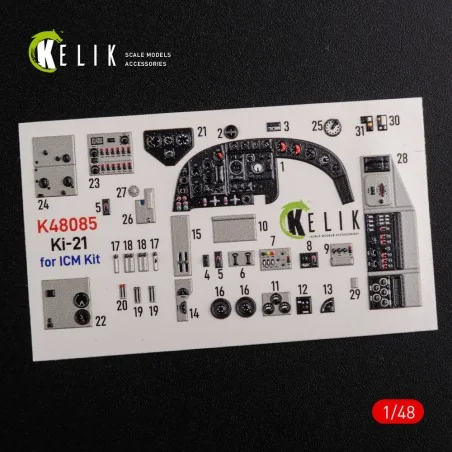KI-21 interior 3D decals for ICM kit, 1/48 - Kelik K48085