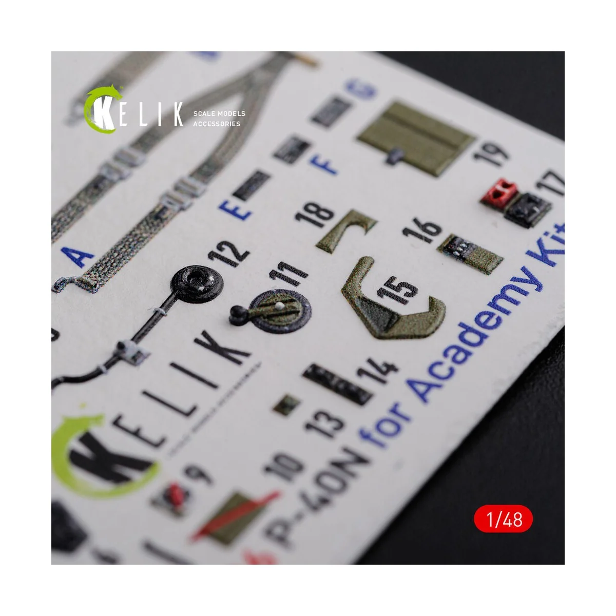 P-40N interior 3D decals for Academy kit, 1/48 - Kelik K48086