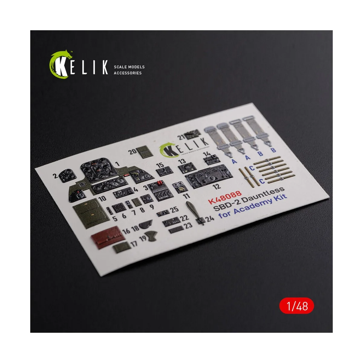 SBD-2 Dauntless interior 3D decals for Academy kit, 1/48 - Kelik K4...