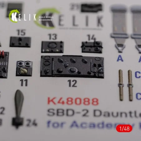 SBD-2 Dauntless interior 3D decals for Academy kit, 1/48 - Kelik K4...