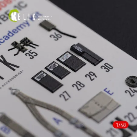 TBF-1C interior 3D decals for Academy kit, 1/48 - Kelik K48087