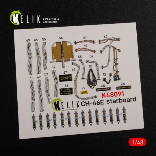 CH-46E Cargo compartment interior 3D decals for Academy kit, 1/48 -...