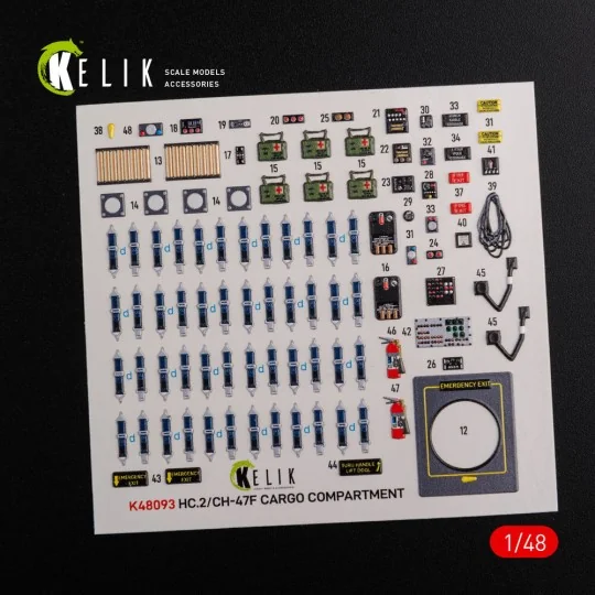 CH-47F interior 3D decals for Italeri kit, 1/48 - Kelik K48093