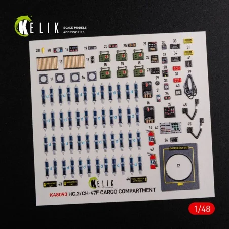 CH-47F interior 3D decals for Italeri kit, 1/48 - Kelik K48093