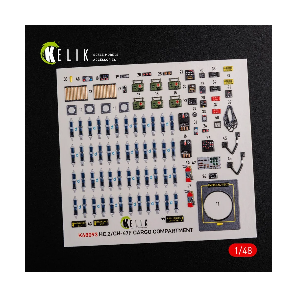 CH-47F interior 3D decals for Italeri kit, 1/48 - Kelik K48093