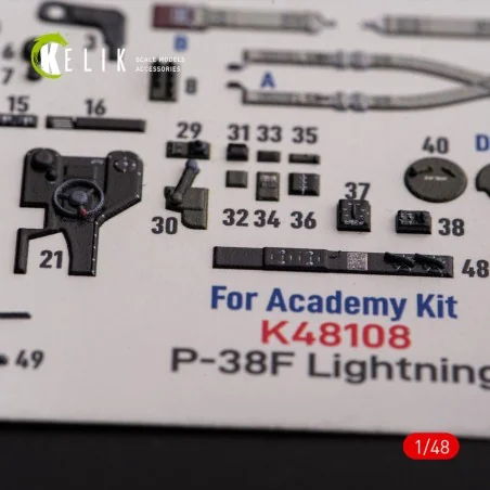 ?-38F Lightning - interior 3D decals for Academy kit, 1/48 - Kelik ...