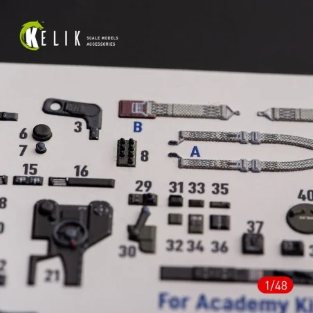 ?-38F Lightning - interior 3D decals for Academy kit, 1/48 - Kelik ...