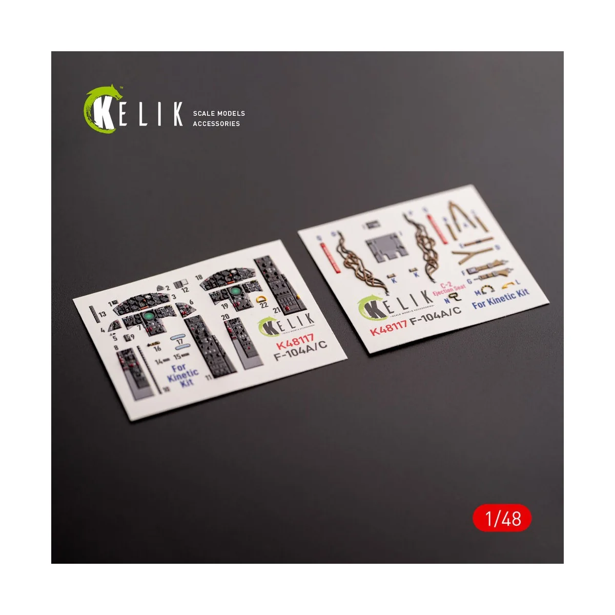 F-104 A/C - interior 3D decals for Kinetic kit, 1/48 - Kelik K48117