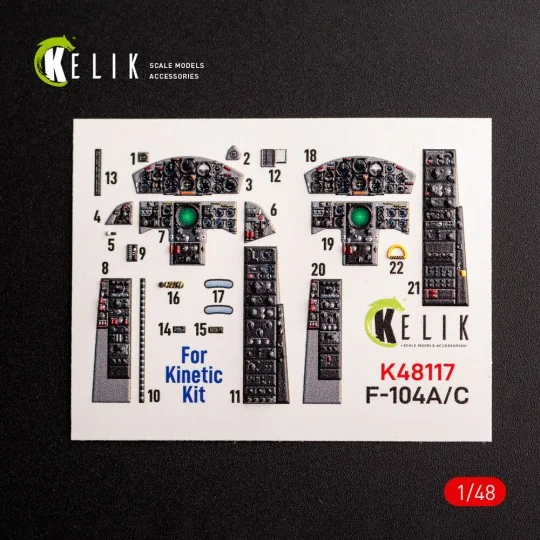 F-104 A/C - interior 3D decals for Kinetic kit, 1/48 - Kelik K48117