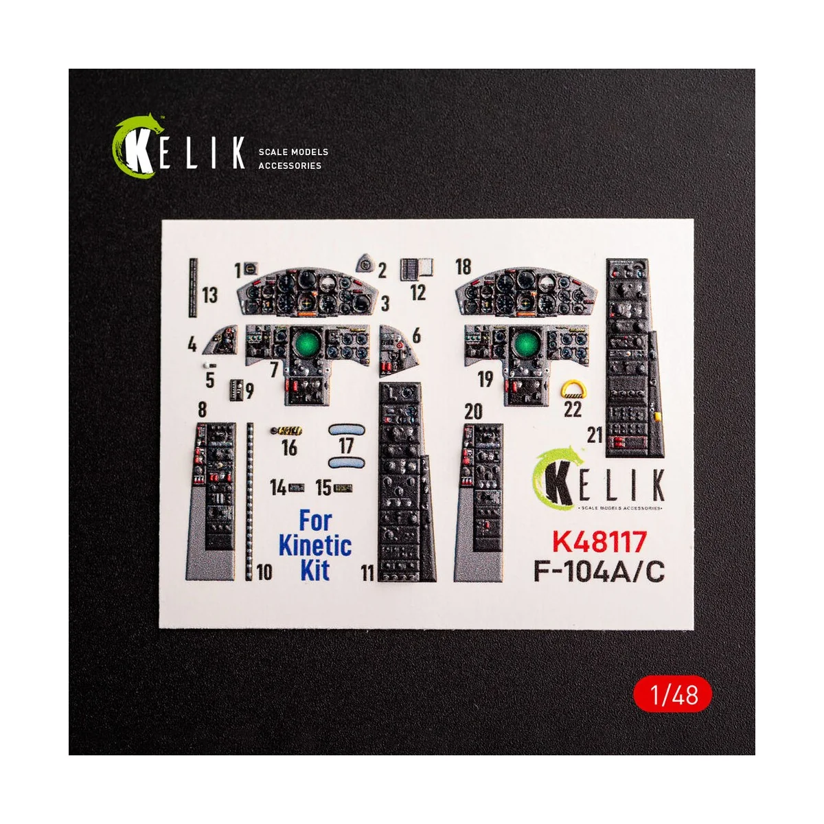 F-104 A/C - interior 3D decals for Kinetic kit, 1/48 - Kelik K48117