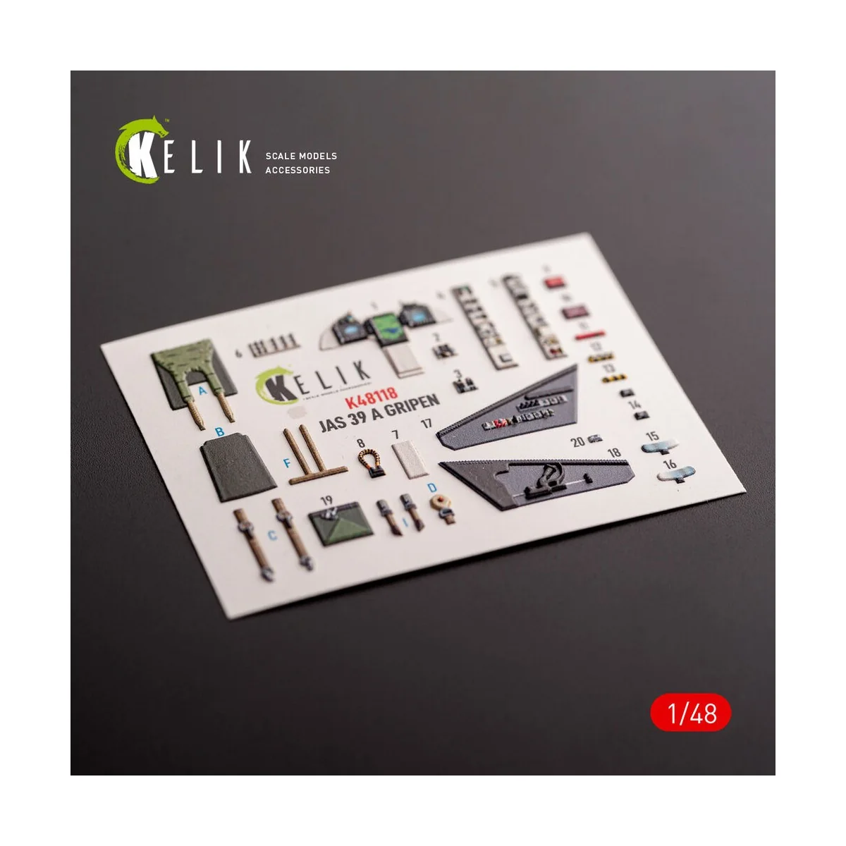 Jas-39 A - interior 3D decals for Italeri kit, 1/48 - Kelik K48118