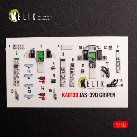 Jas-39 D - interior 3D decals for Italeri kit, 1/48 - Kelik K48130
