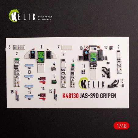 Jas-39 D - interior 3D decals for Italeri kit, 1/48 - Kelik K48130