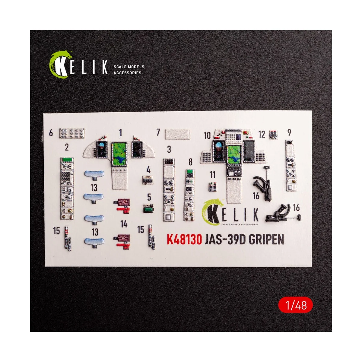 Jas-39 D - interior 3D decals for Italeri kit, 1/48 - Kelik K48130