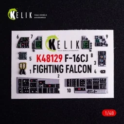 F-16CJ - interior 3D decals for Hasegawa kit, 1/48 - Kelik K48129 2