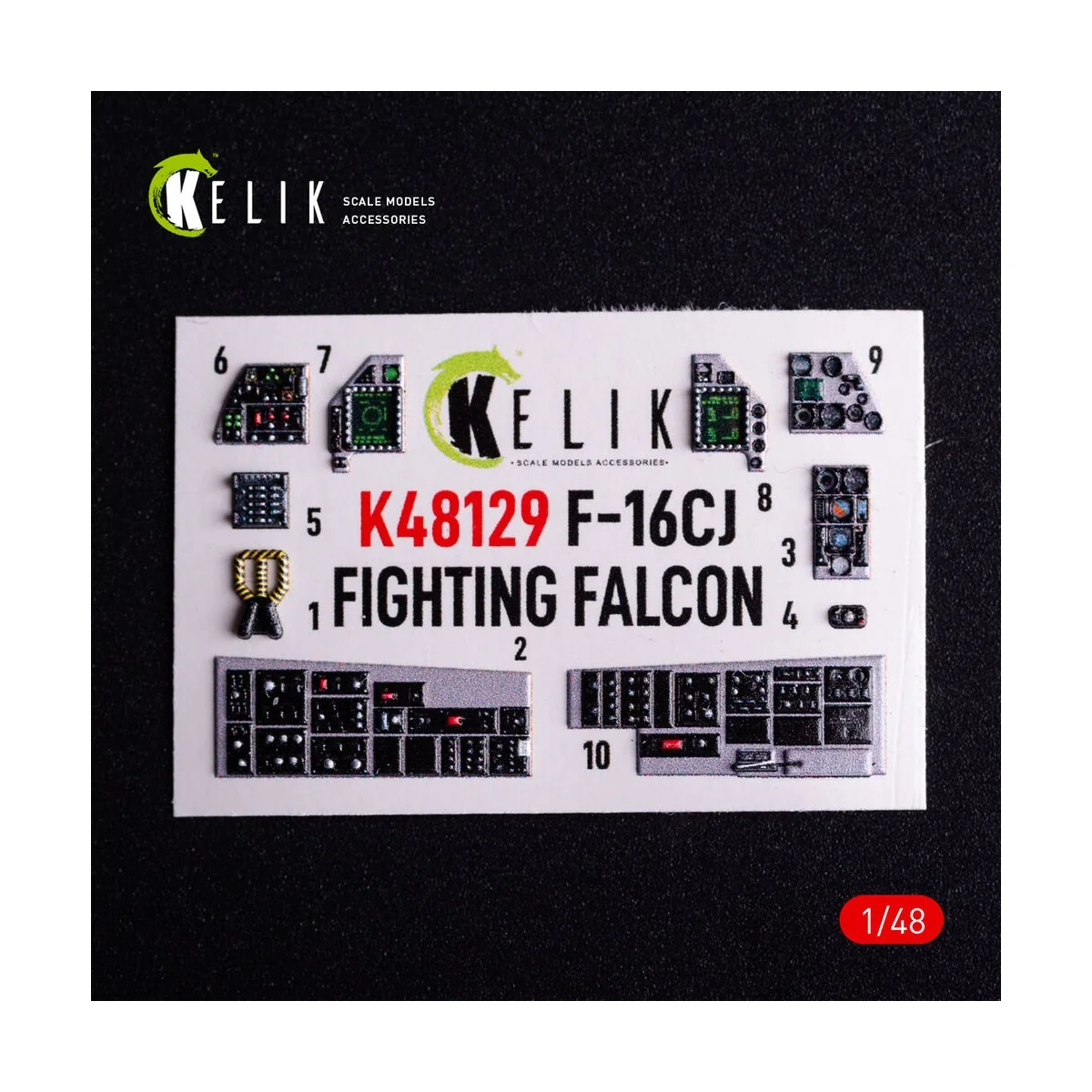 F-16CJ - interior 3D decals for Hasegawa kit, 1/48 - Kelik K48129