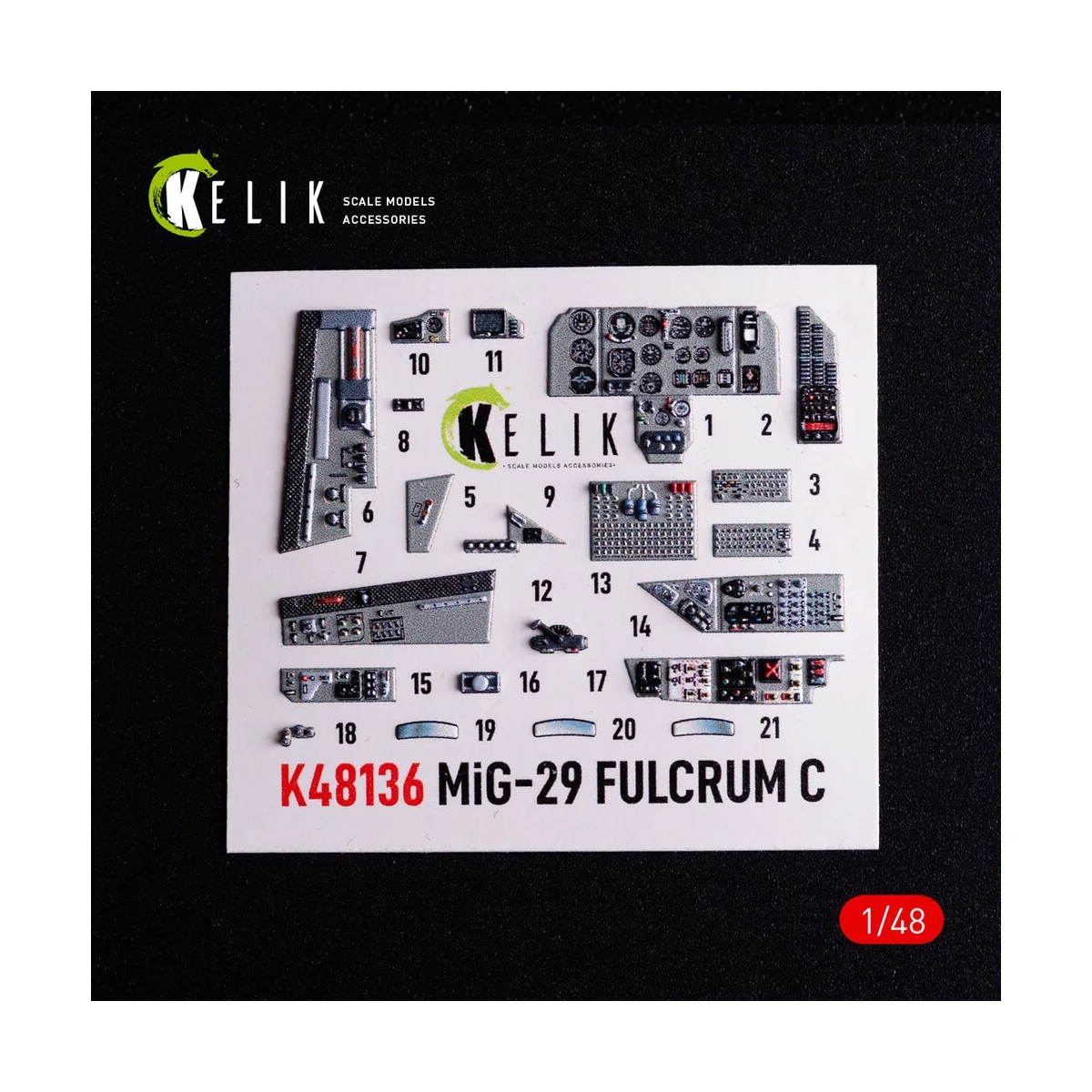 Mig-29C (9-13) Fulcrum interior 3D decals for GWH, 1/48 - Kelik K48136