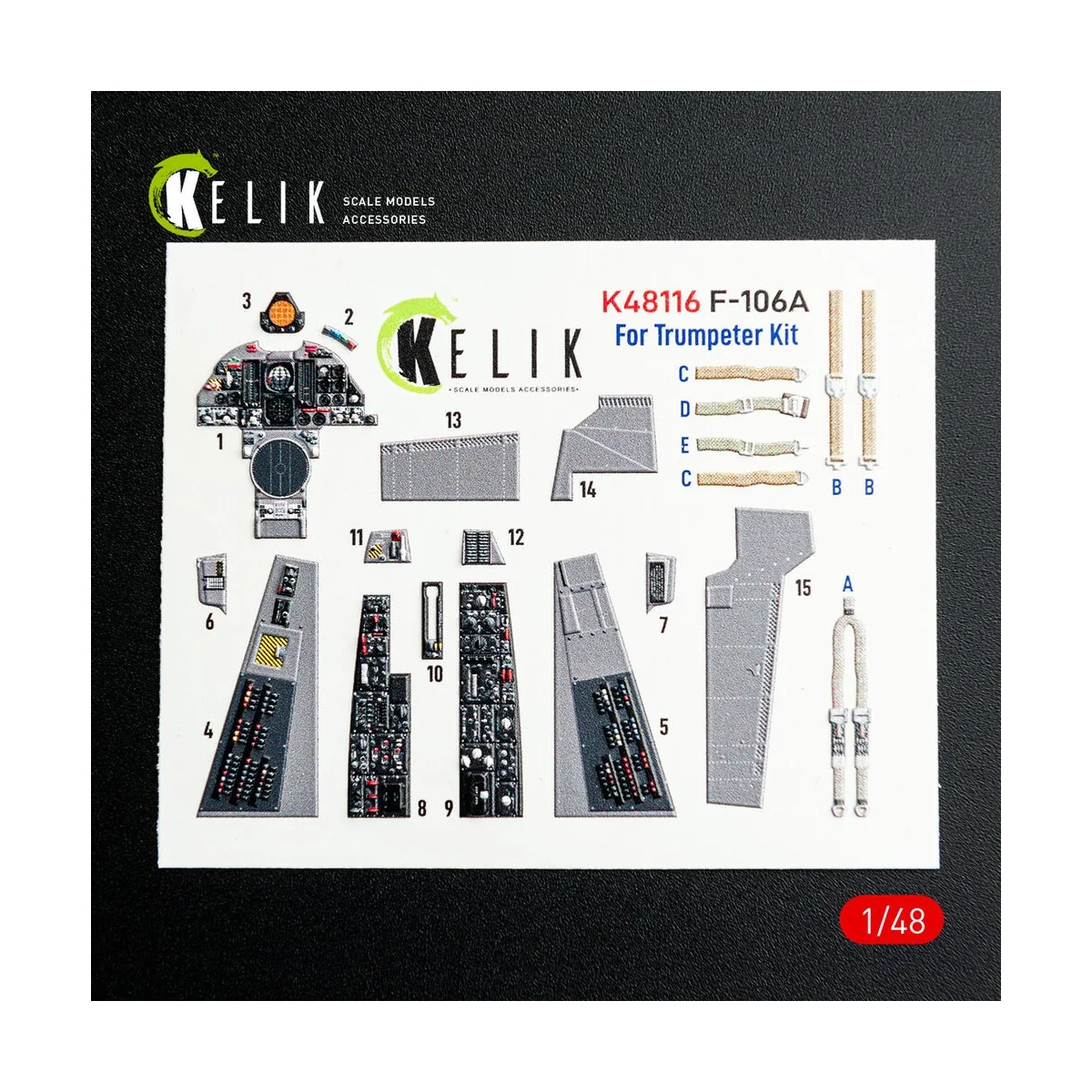 F-106A Delta Dart - interior 3D decals for Trumpeter kit, 1/48 - Ke...