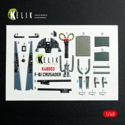 F-8J Crusader - interior 3D decals for Hasegawa kit, 1/48 - Kelik K...