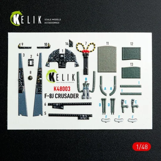 F-8J Crusader - interior 3D decals for Hasegawa kit, 1/48 - Kelik K...