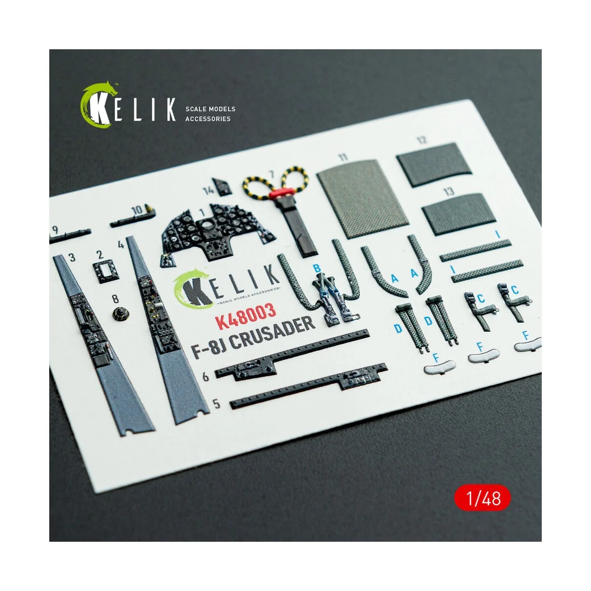 F-8J Crusader - interior 3D decals for Hasegawa kit, 1/48 - Kelik K...