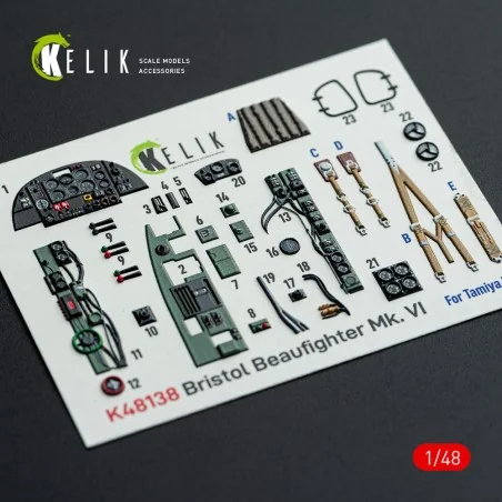 Bristol Beaufighter Mk.VI - interior 3D decals for Tamiya kit, 1/48...