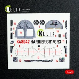 Harrier GR1/GR3 interior 3D decals for Kinetic kit, 1/48 - Kelik K4... 2