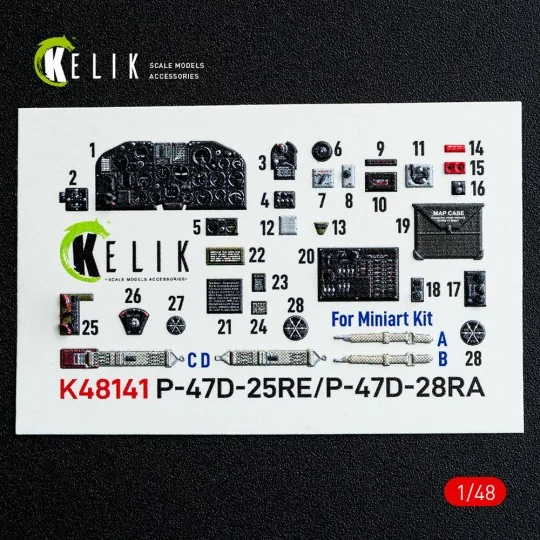 P-47D - 25RE/28RA - interior 3D decals for MiniArt kit, 1/48 - Keli...
